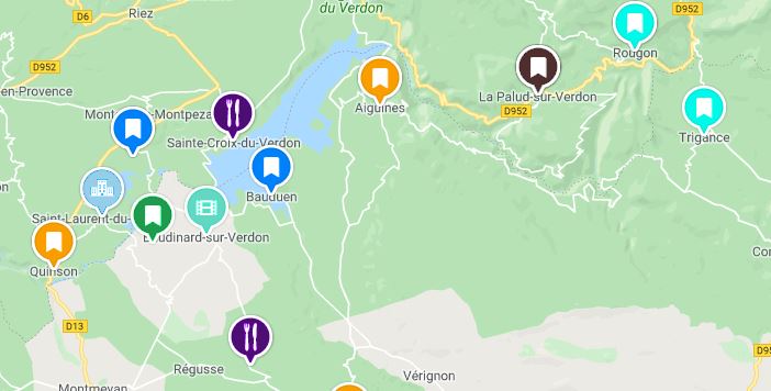 Une carte interactive des lieux et des activités dans les gorges du Verdon